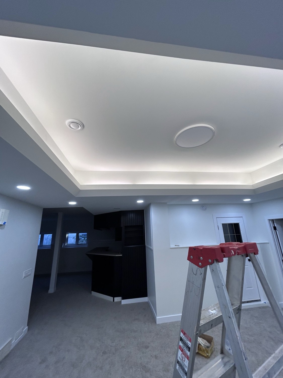 Tray ceiling with LED cove lighting